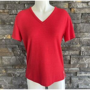 Wilfred Free Womens V-Neck Short Sleeve Shirt Red  Size Small Aritzia‎